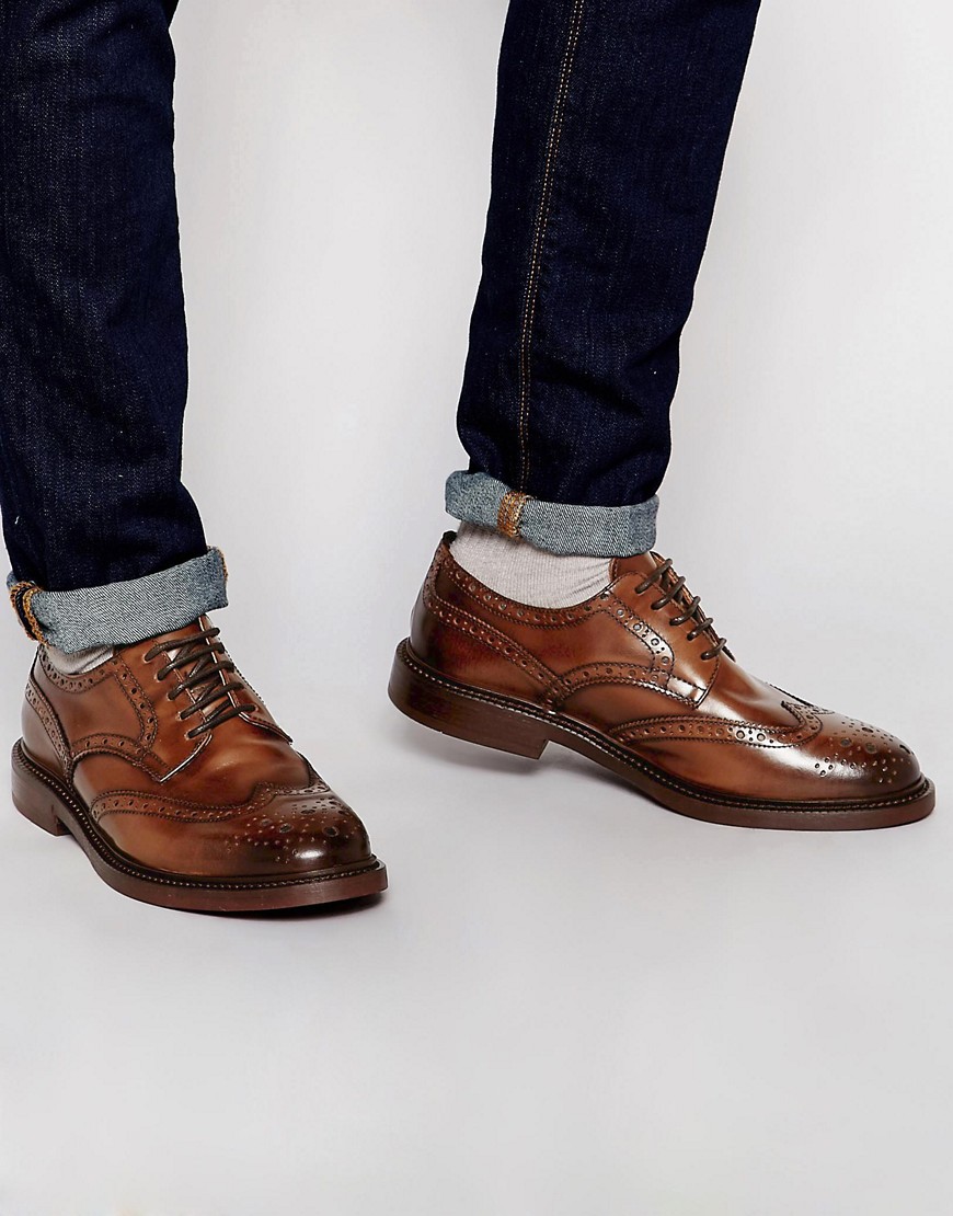 ASOS | ASOS Brogue Shoes in Brown Leather With Chunky Sole at ASOS