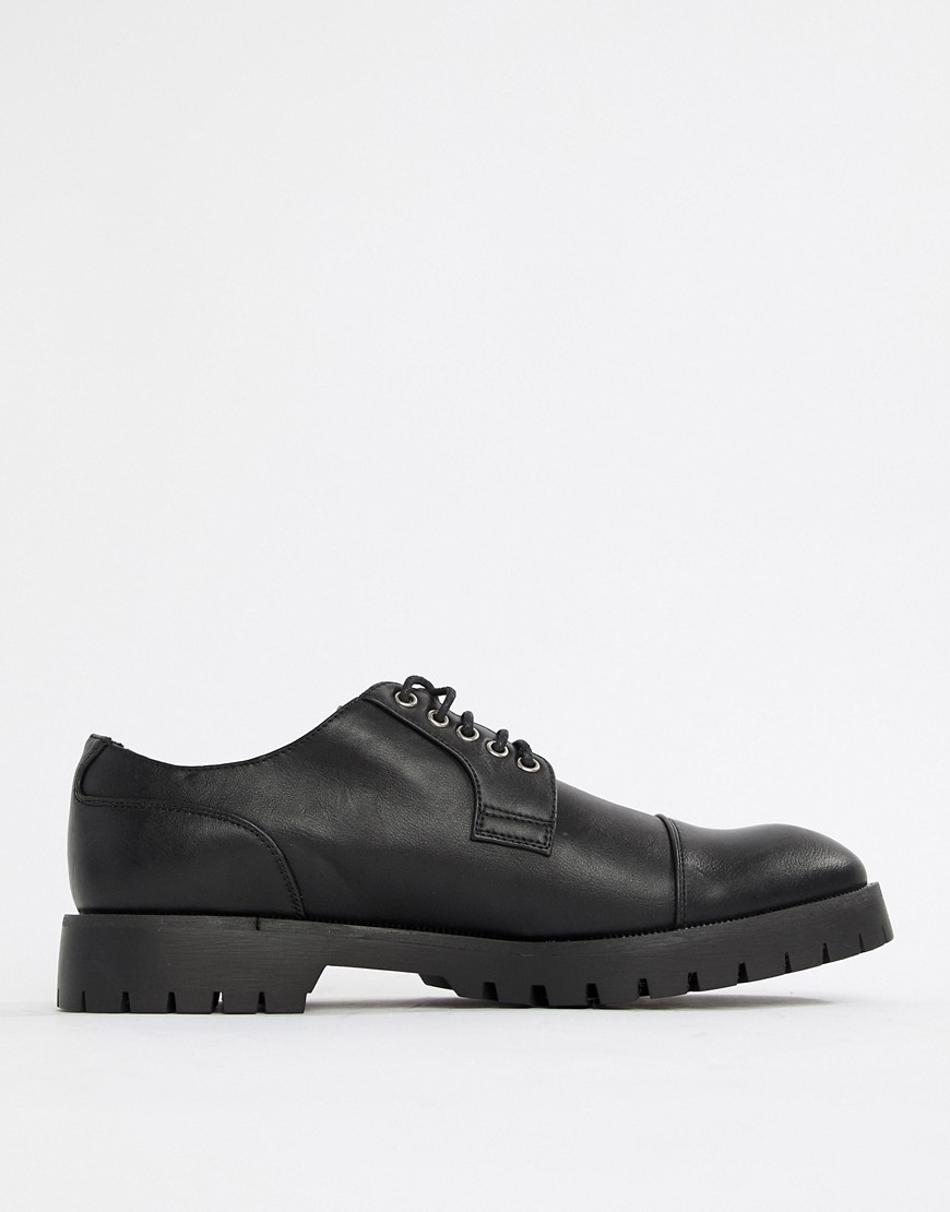 Truffle Collection Lace Up Shoe with Zip Detail in Black