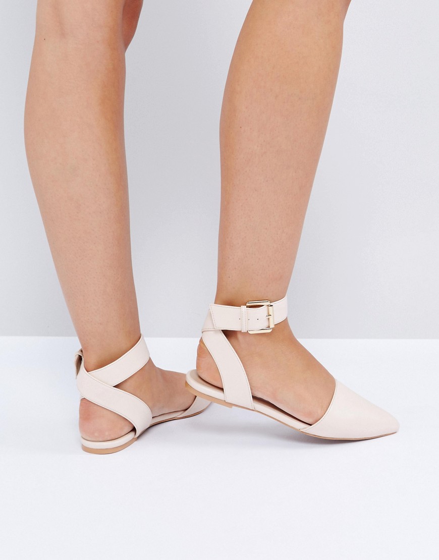 The March Tie Up Point Flat Shoes - Nude