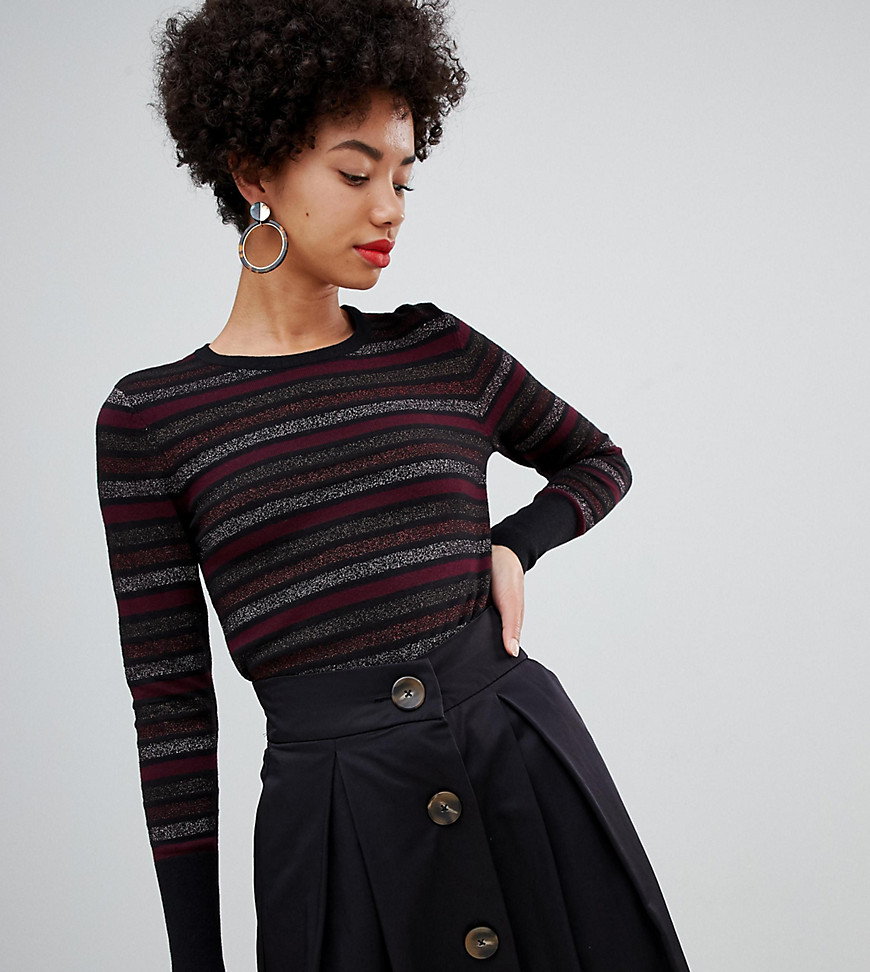 Warehouse jumper with glitter stripes in black