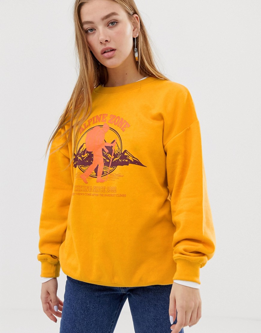 Daisy Street relaxed sweatshirt with vintage alpine print