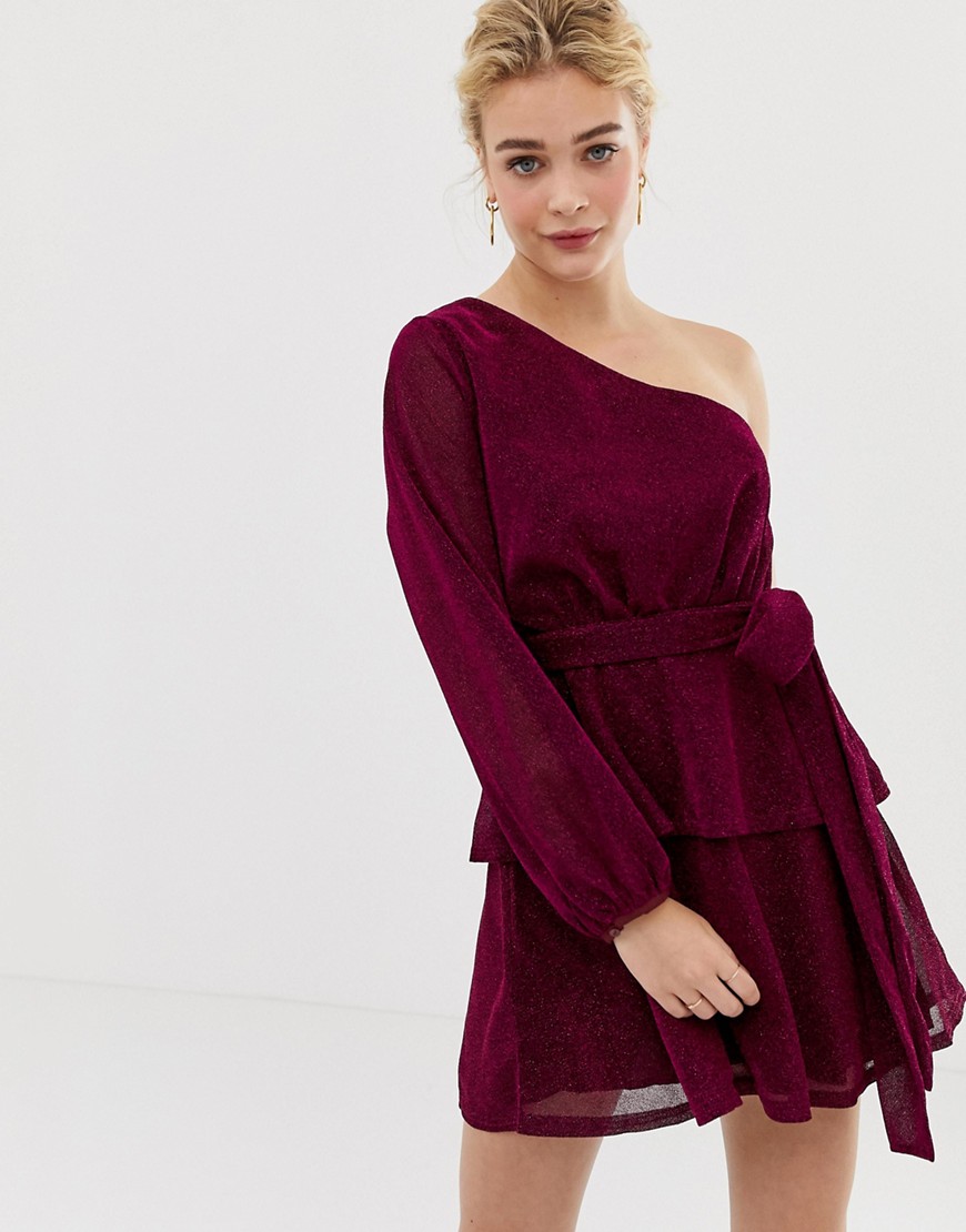 Talulah Willa Glitter Asymmetric Sleeve Dress