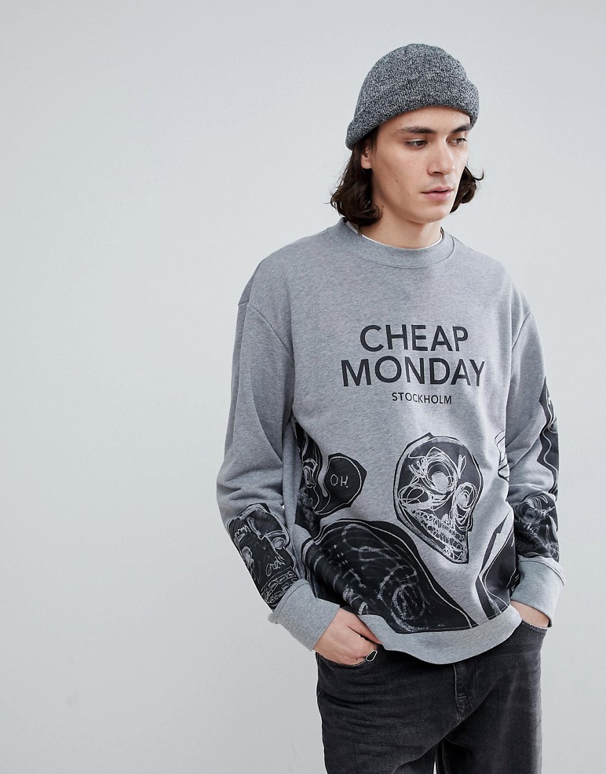 Cheap Monday Fallen Skull Logo Sweatshirt - Grey