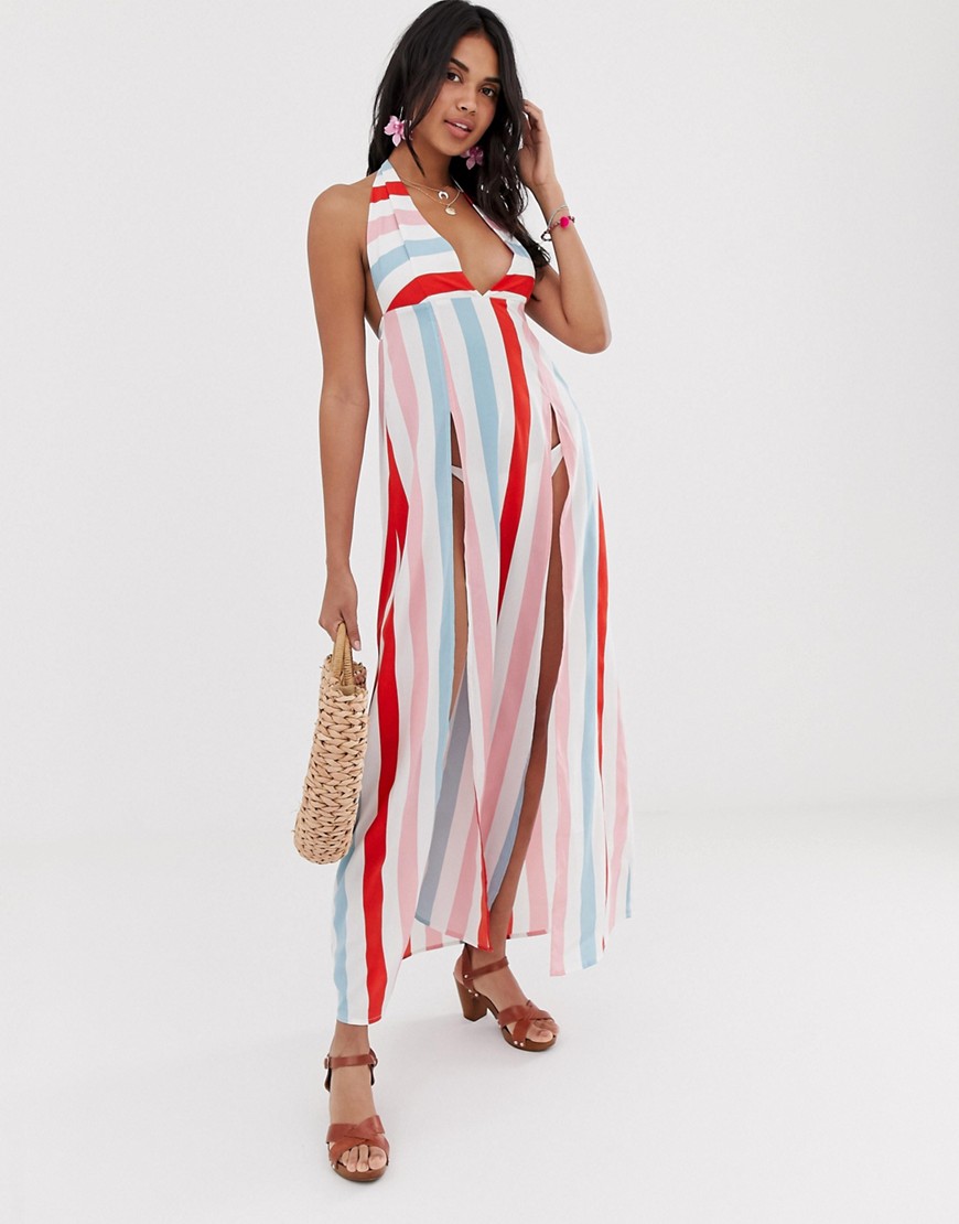 Glamorous beach summer dress in stripe