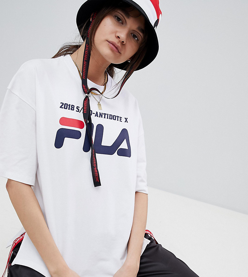 D-Antidote x Fila T-Shirt With Taping - White