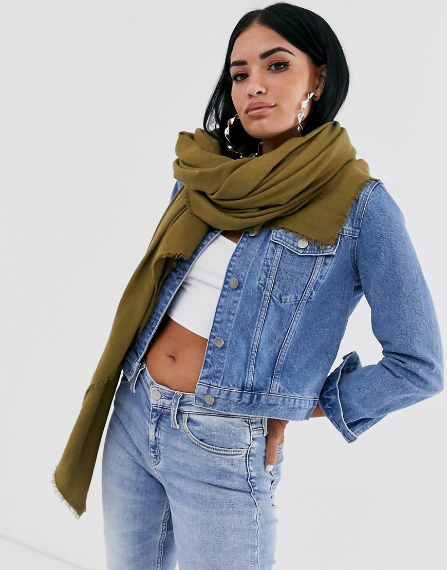 ASOS DESIGN lightweight recycled polyester scarf in khaki