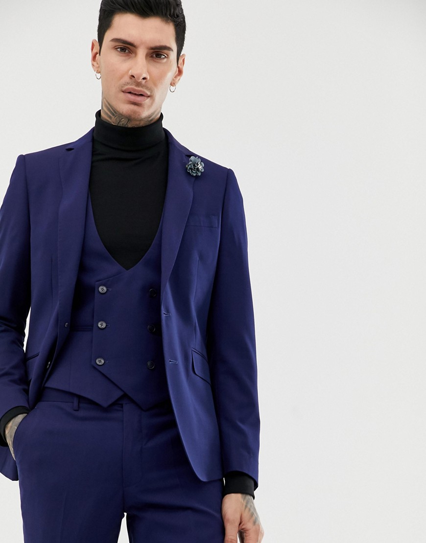 Gianni Feraud slim fit perfect navy wool blend suit jacket
