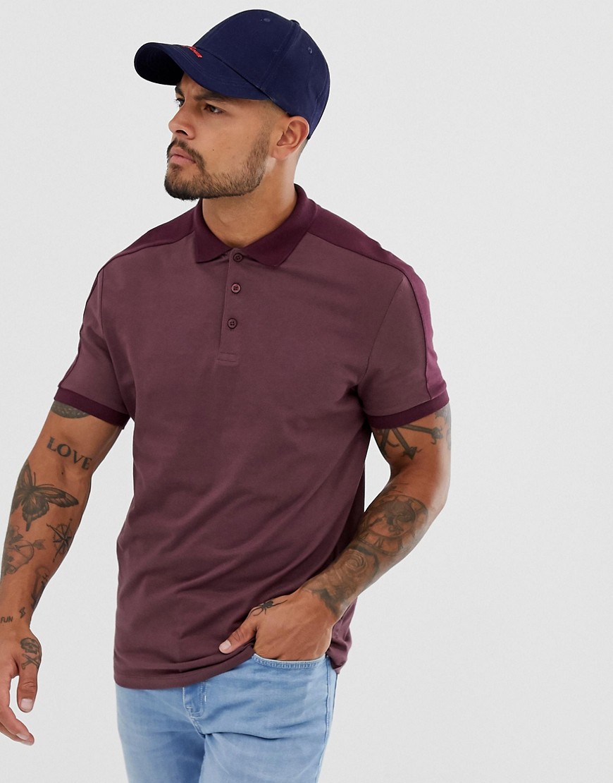 ASOS DESIGN organic polo shirt with contrast shoulder panel