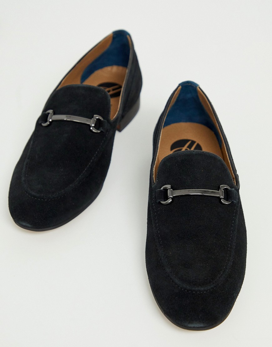 H by Hudson Banchory bar loafers in black suede