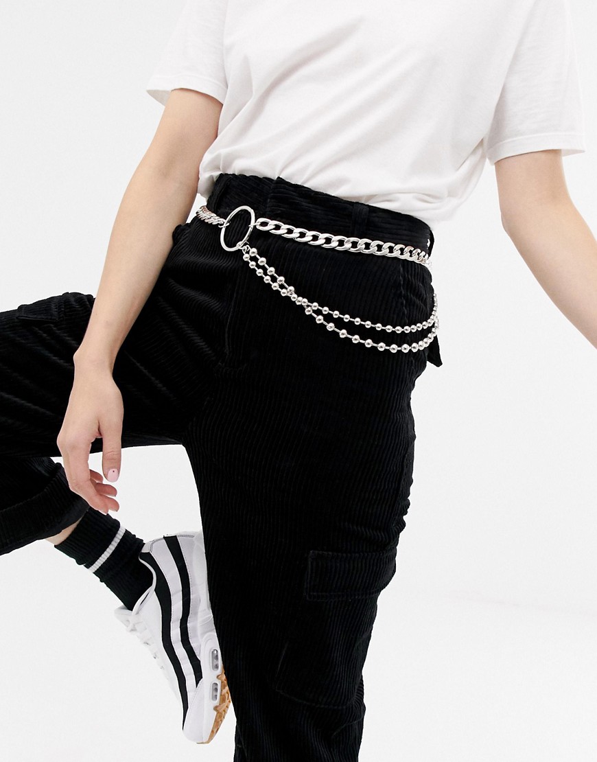 ASOS DESIGN chain & ball detail waist and hip belt