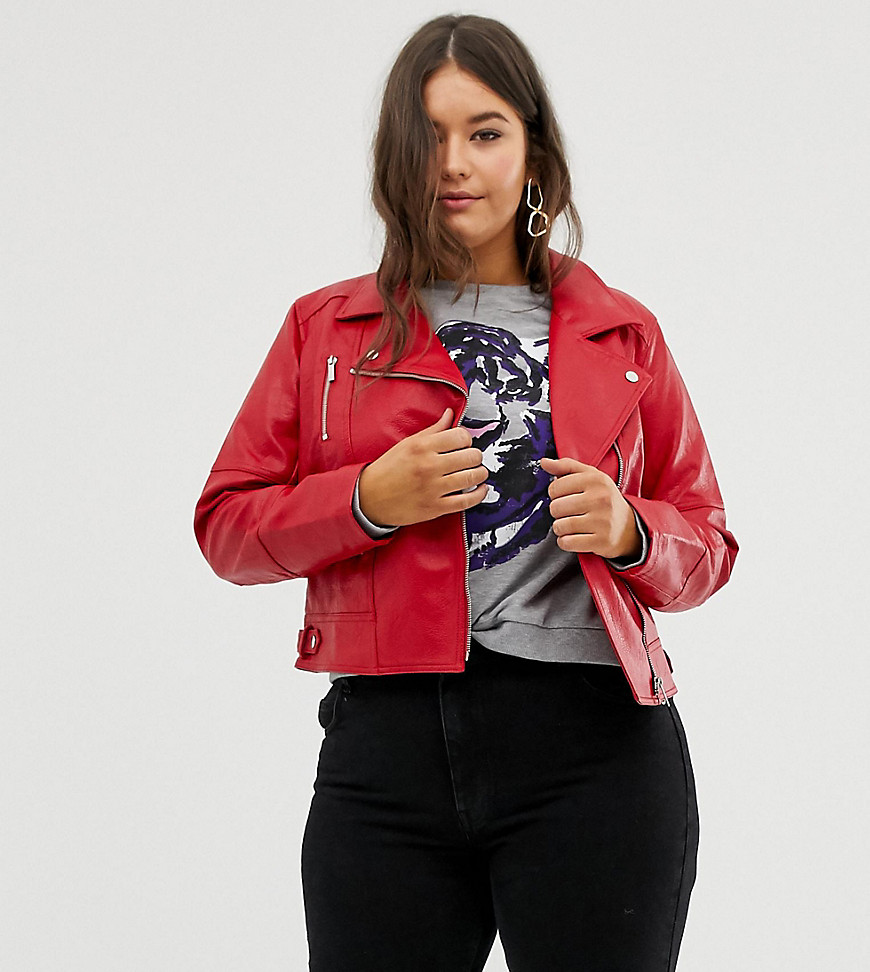 Oasis Curve faux leather biker jacket