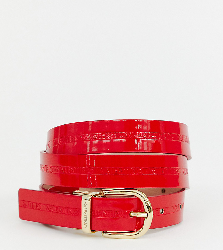 Valentino by Mario Valentino patent branded belt in red