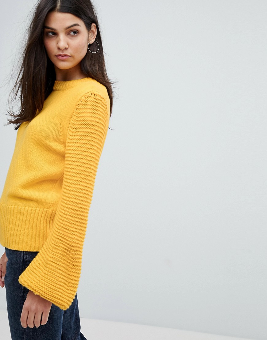 Mih Jeans Balloon Sleeve Knitted Jumper - Saffron