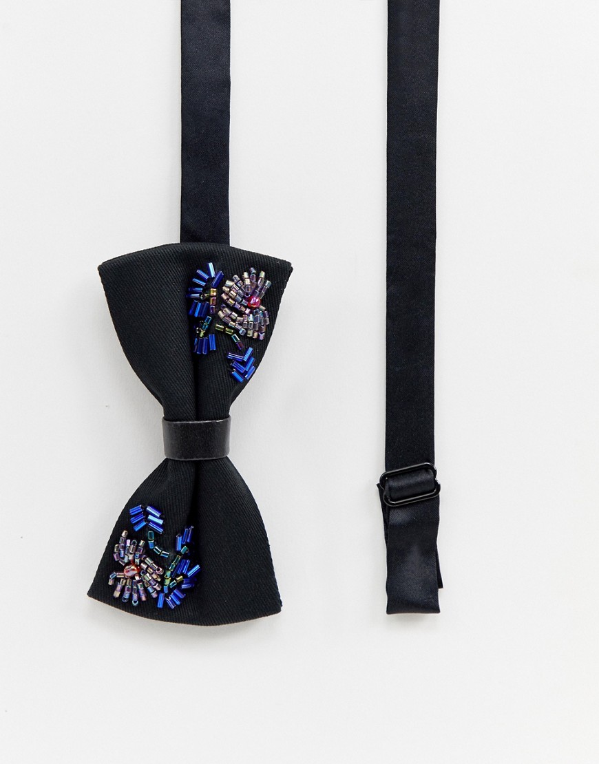 Moss London bow tie with beaded floral