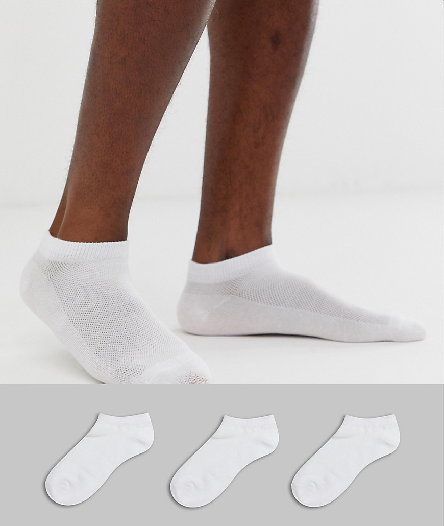 Selected Homme 3 pack trainer socks in white