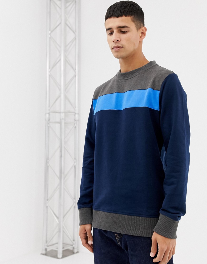 Another Influence Contrast Panel Crew Neck Jumper