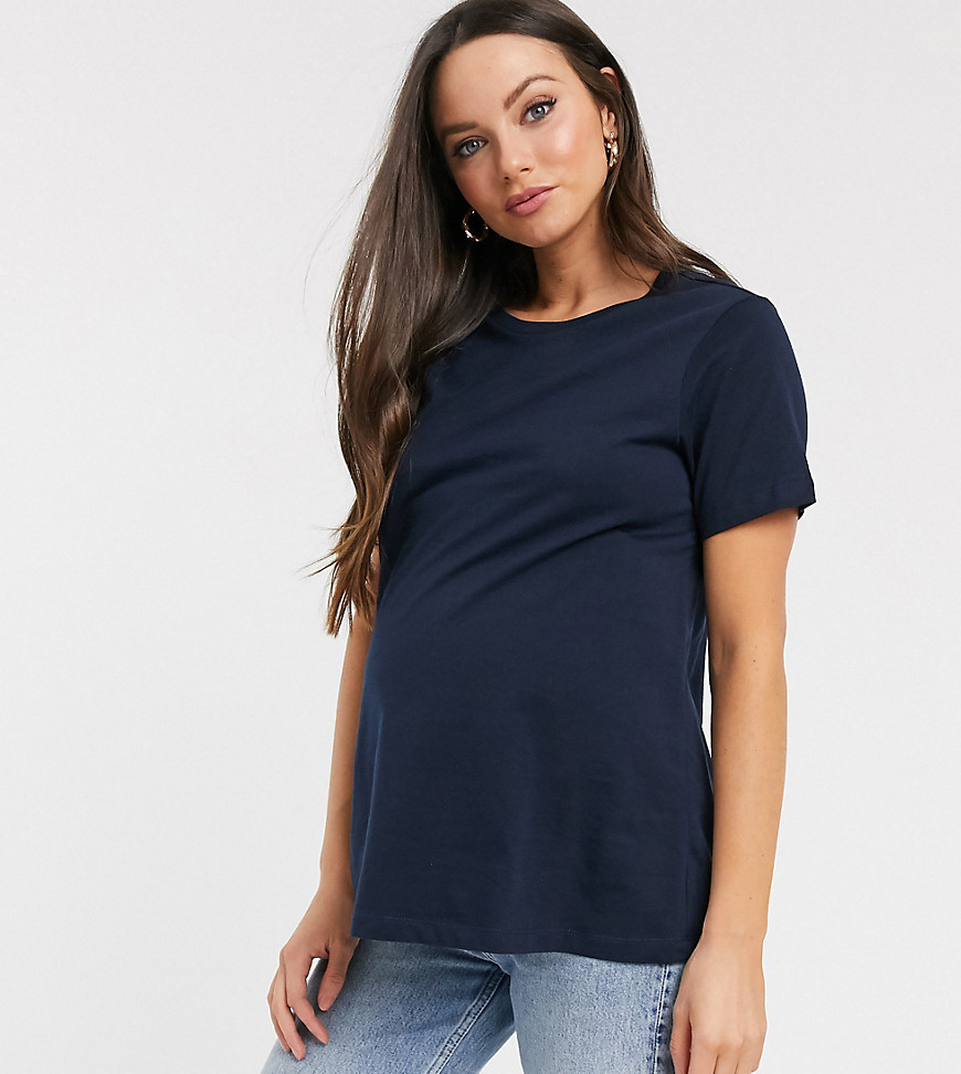 ASOS DESIGN Maternity ultimate organic cotton crew neck t-shirt in navy