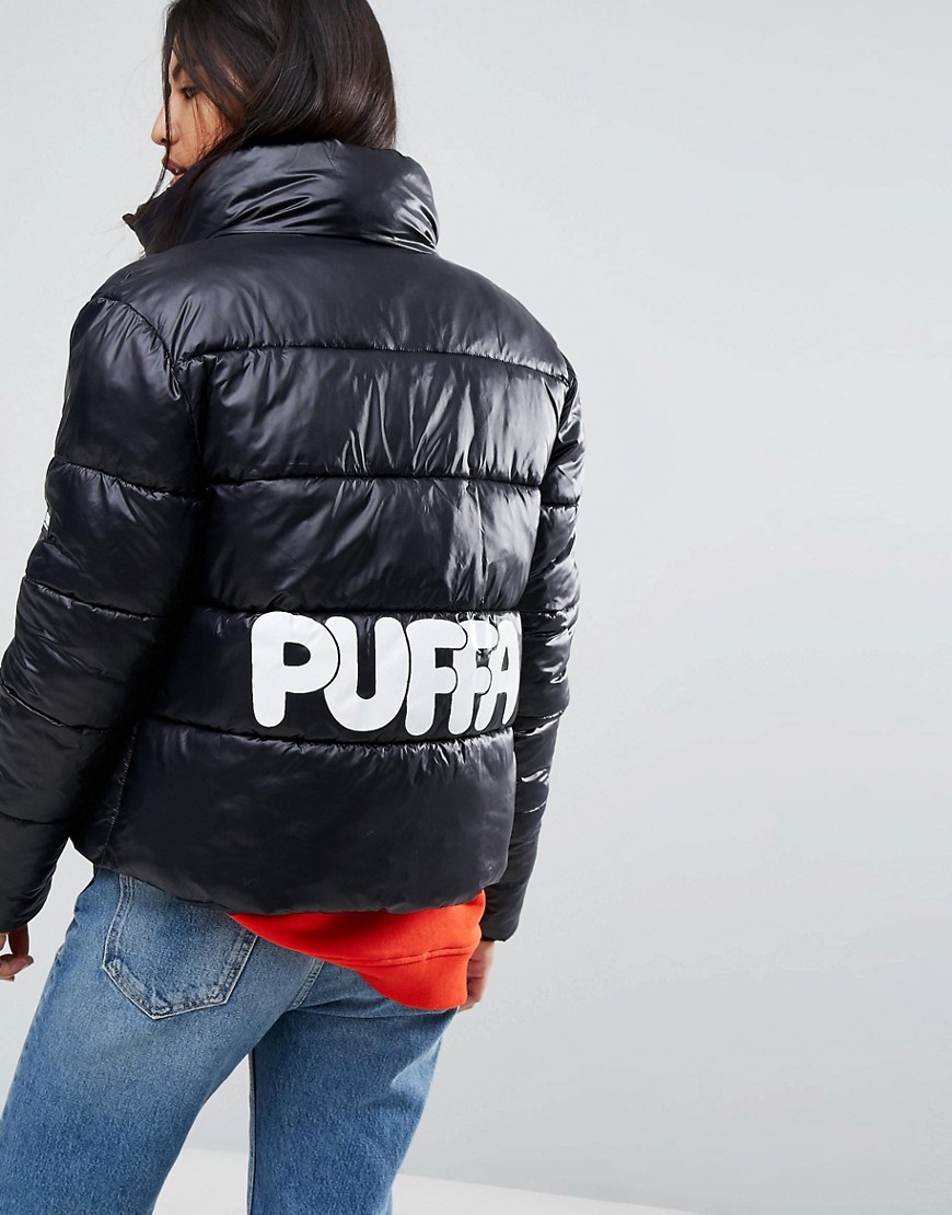Oversize-куртка с логотипом на спине Puffa Original - Черный 