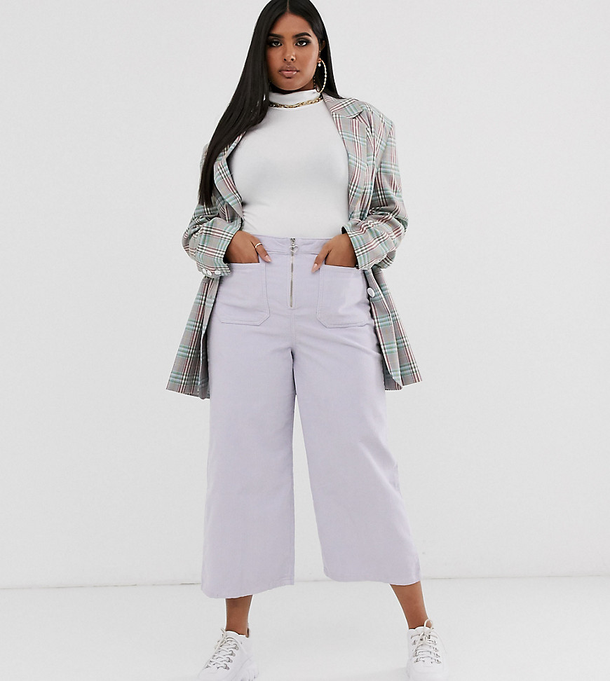 See You Never Plus baby cord zip front crop kick flares