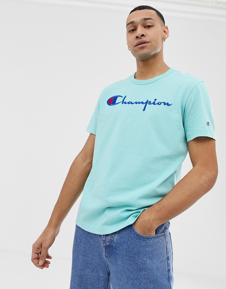 Champion T-Shirt with large script logo in blue