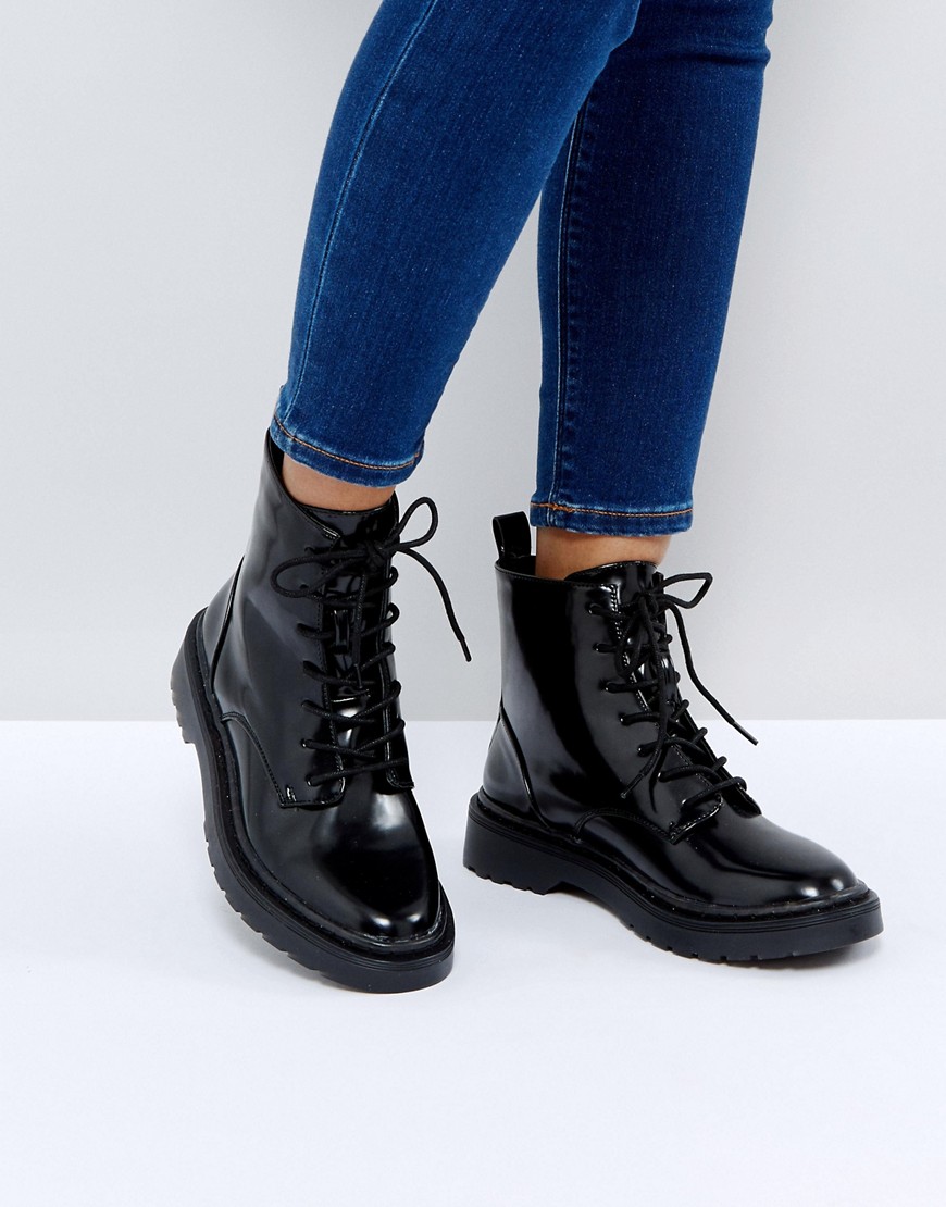 Pimkie Lace Up Classic Ankle Boots - Black