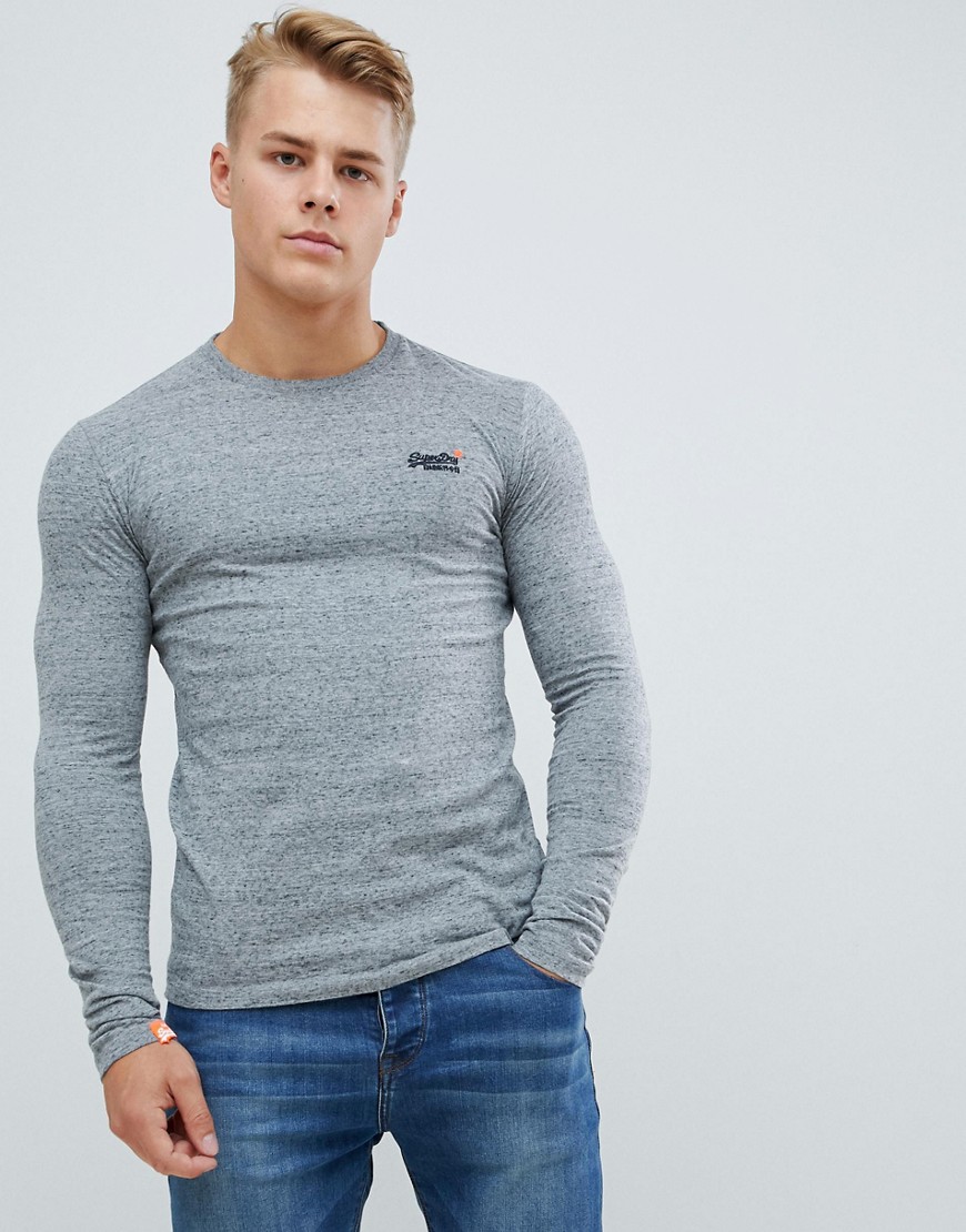 Superdry Orange long sleeve top with embroidery in grey