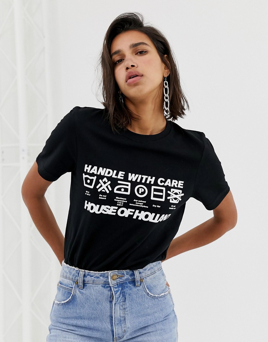 House Of Holland handle with care print t-shirt