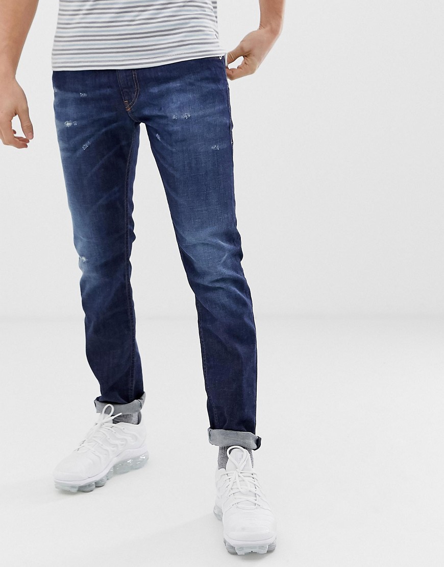 Diesel Thommer stretch slim fit jeans in 0878N mid dark wash
