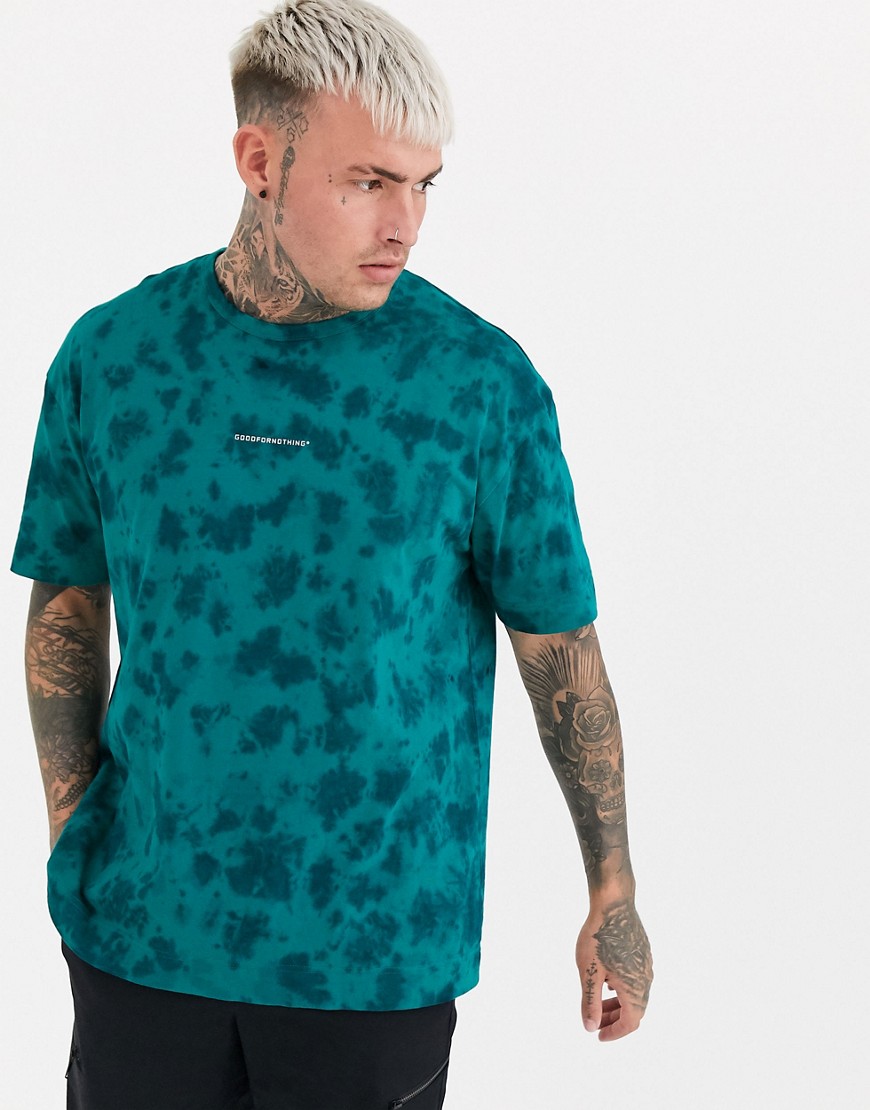 Good For Nothing oversized t-shirt in green tie dye