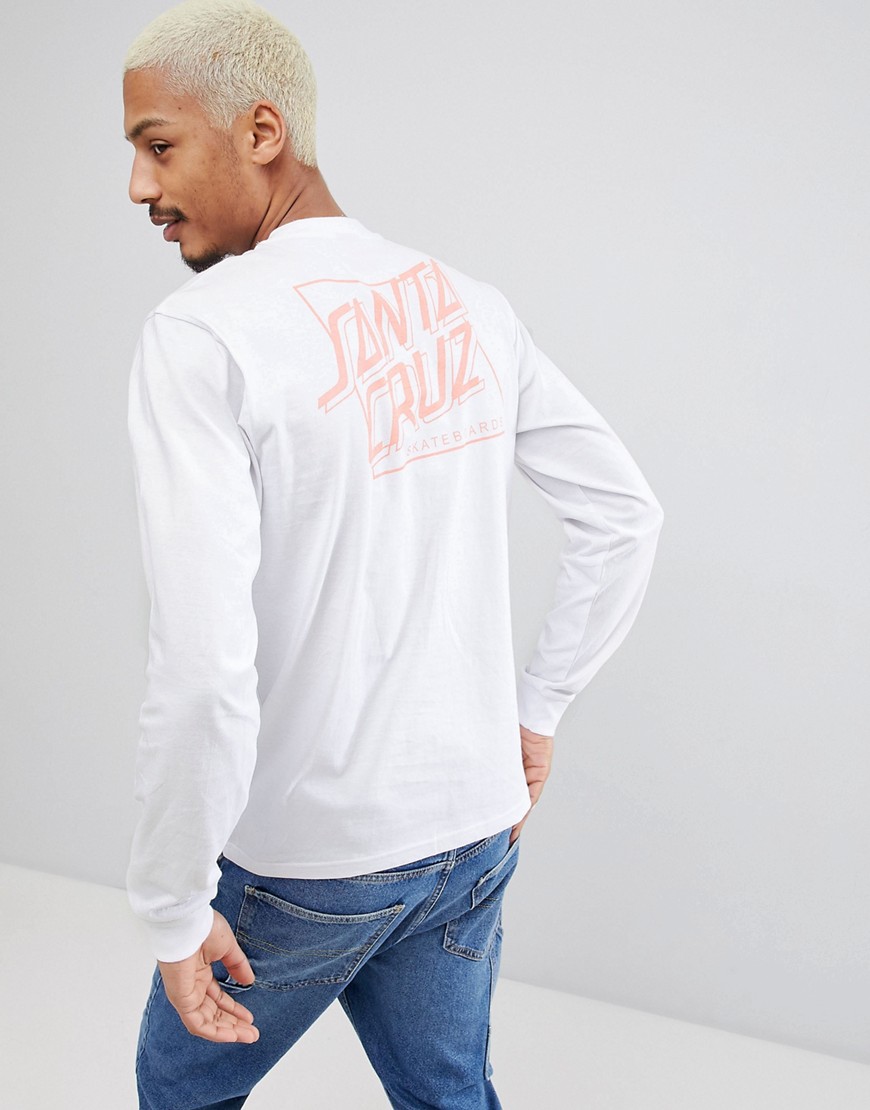 Santa Cruz Long Sleeve T-Shirt With Squared Back Print In White - White