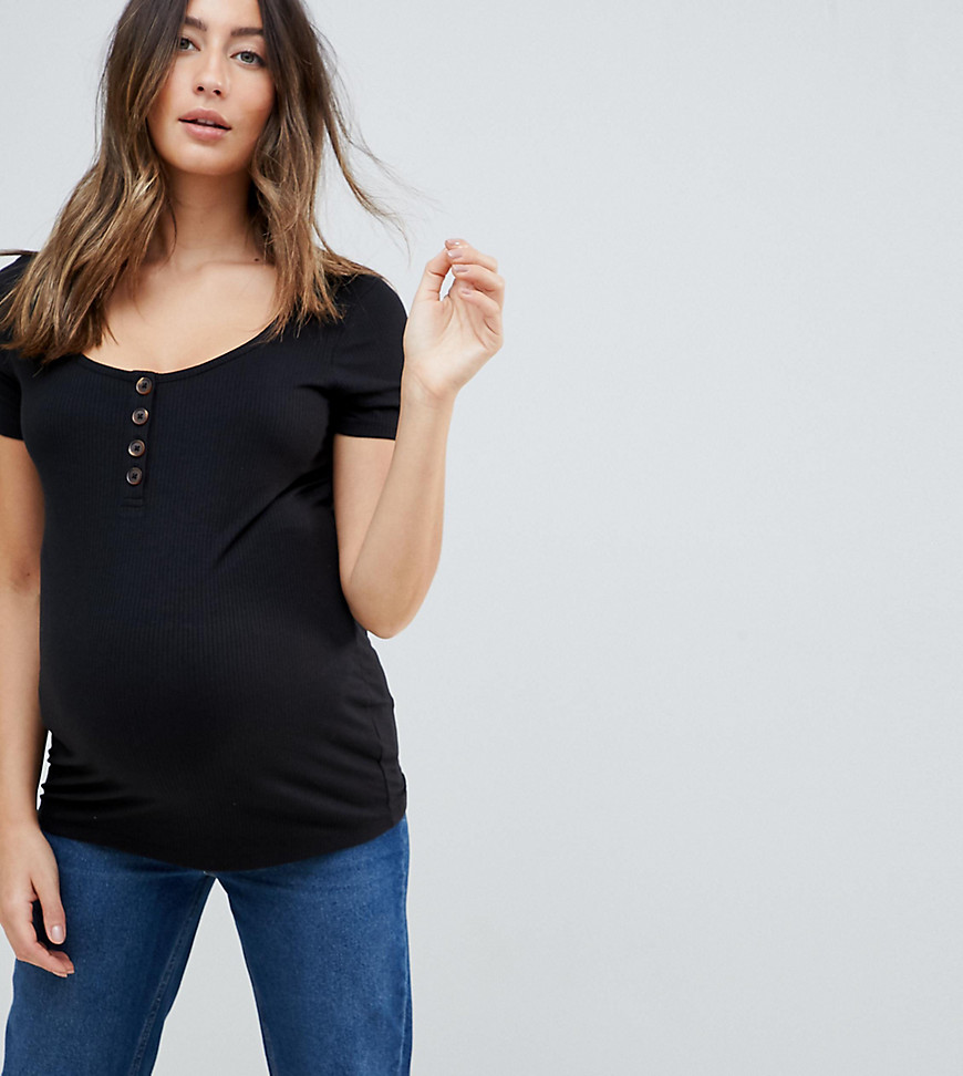 New Look Maternity fitted tee in black - Black