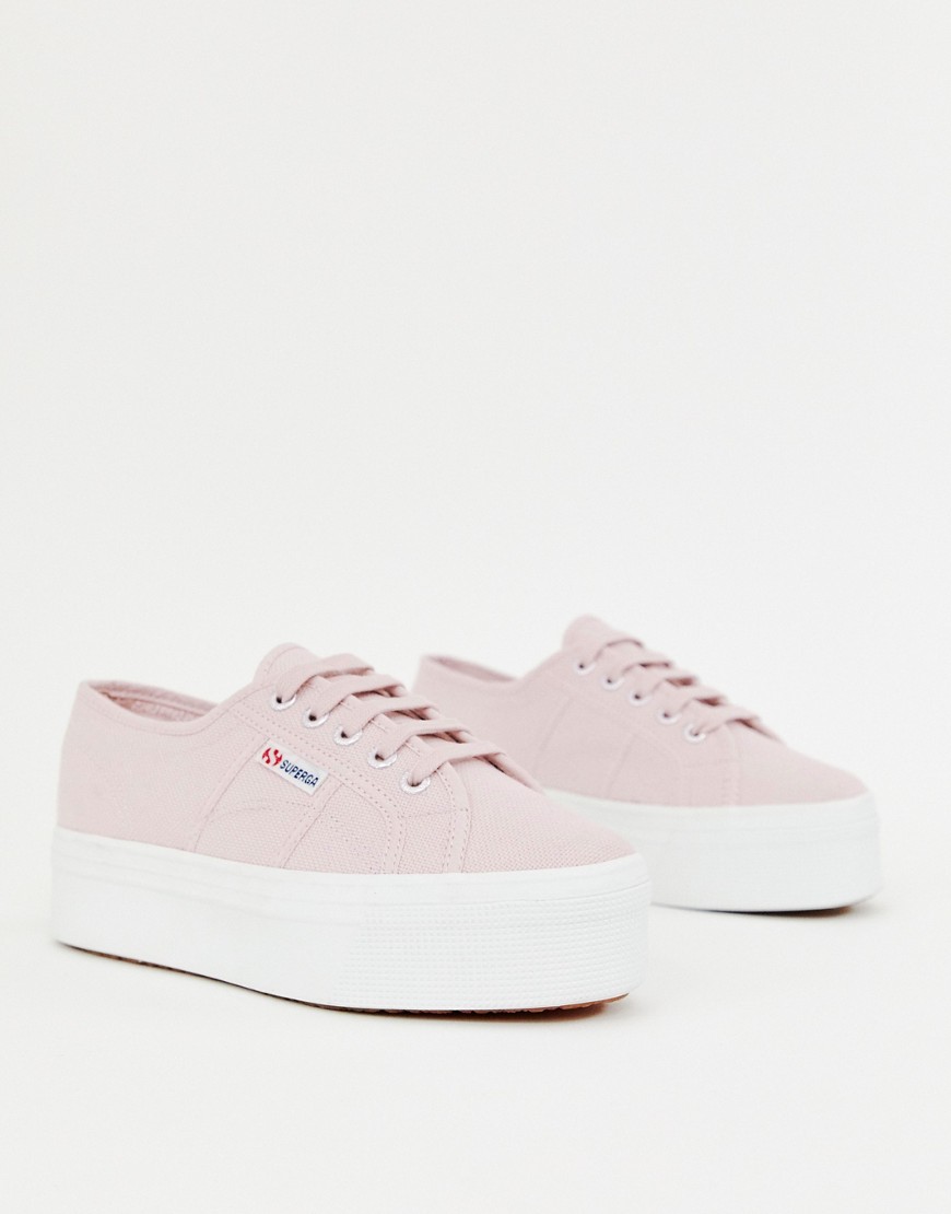 Superga 2790 pink chunky flatform trainers with white sole