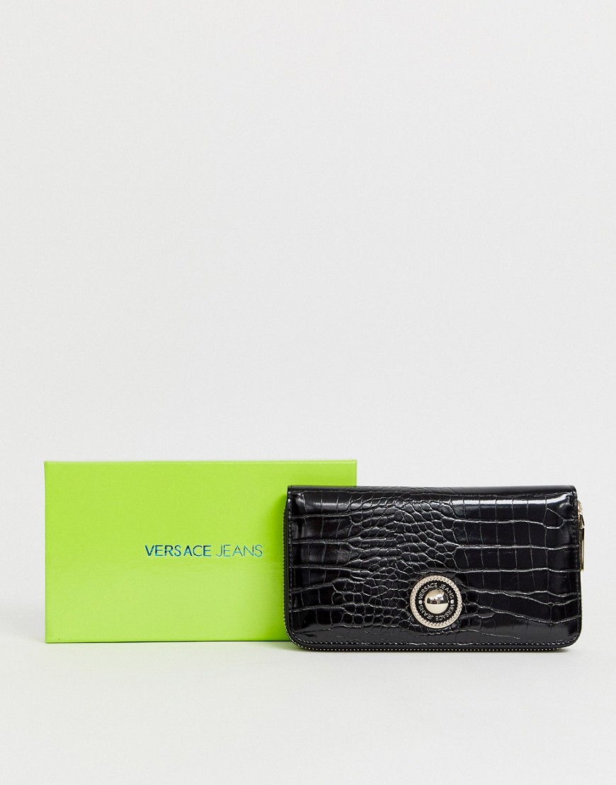 Versace Jeans croc affect zip around purse