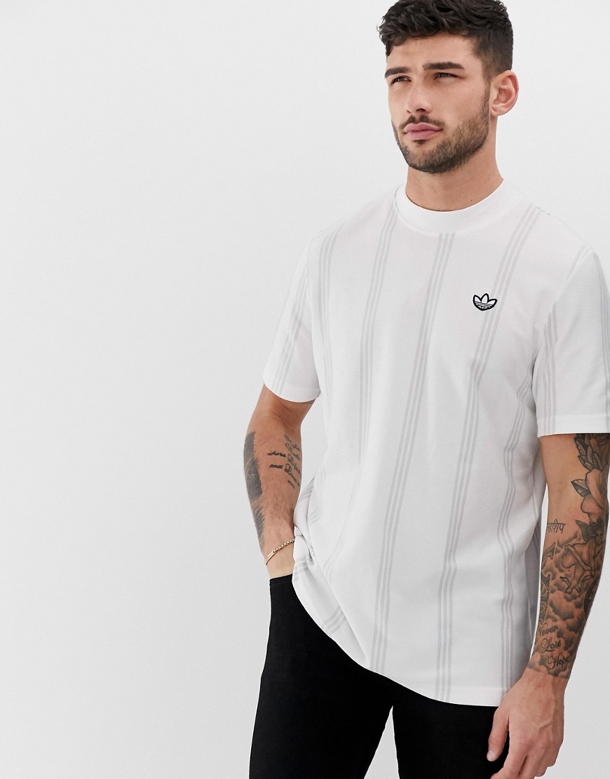 adidas Originals tennis t-shirt in white stripe