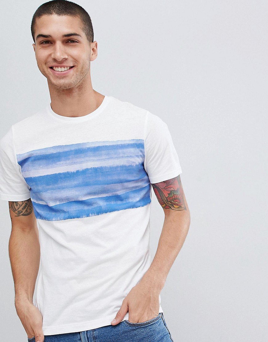 Only & Sons T-Shirt With Stripe Print - White