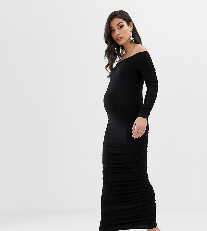 ASOS DESIGN Maternity long sleeved ruched midaxi bodycon dress