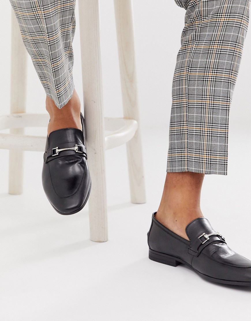 Burton Menswear leather snaffle loafer in black