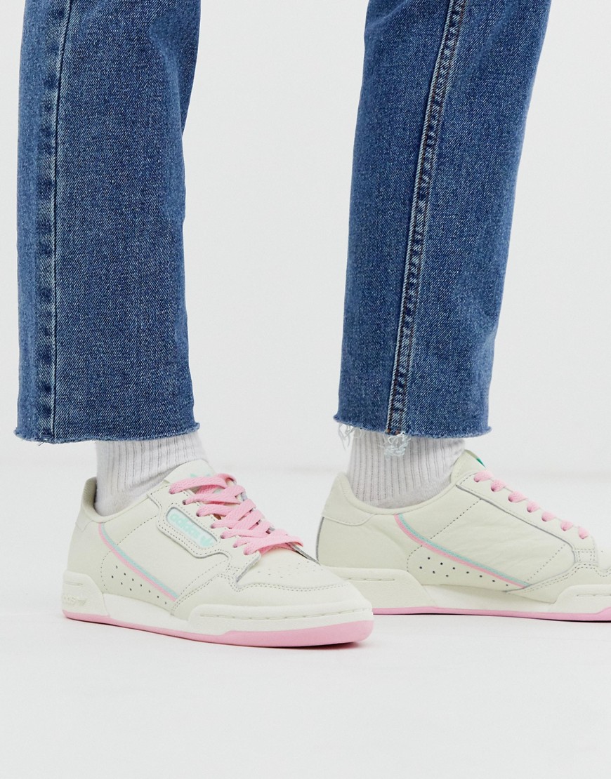 adidas Originals - Continental 80 - Sneaker in gebrochenem Weiß und Minzgrün - Weiß