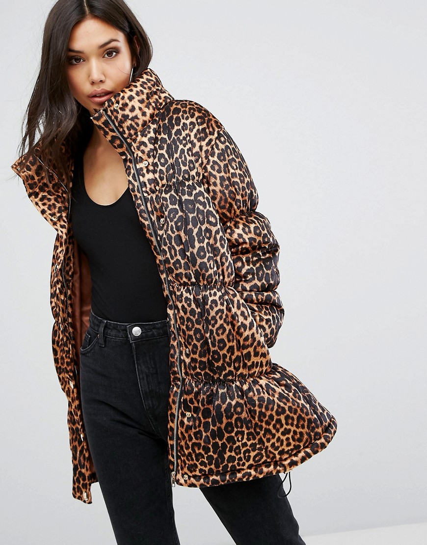 Дутая куртка с леопардовым принтом PrettyLittleThing - Мульти 