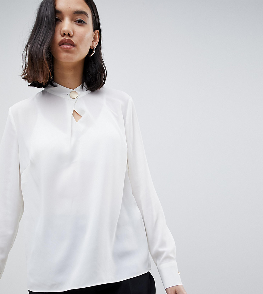Warehouse blouse with keyhole button detail in ivory