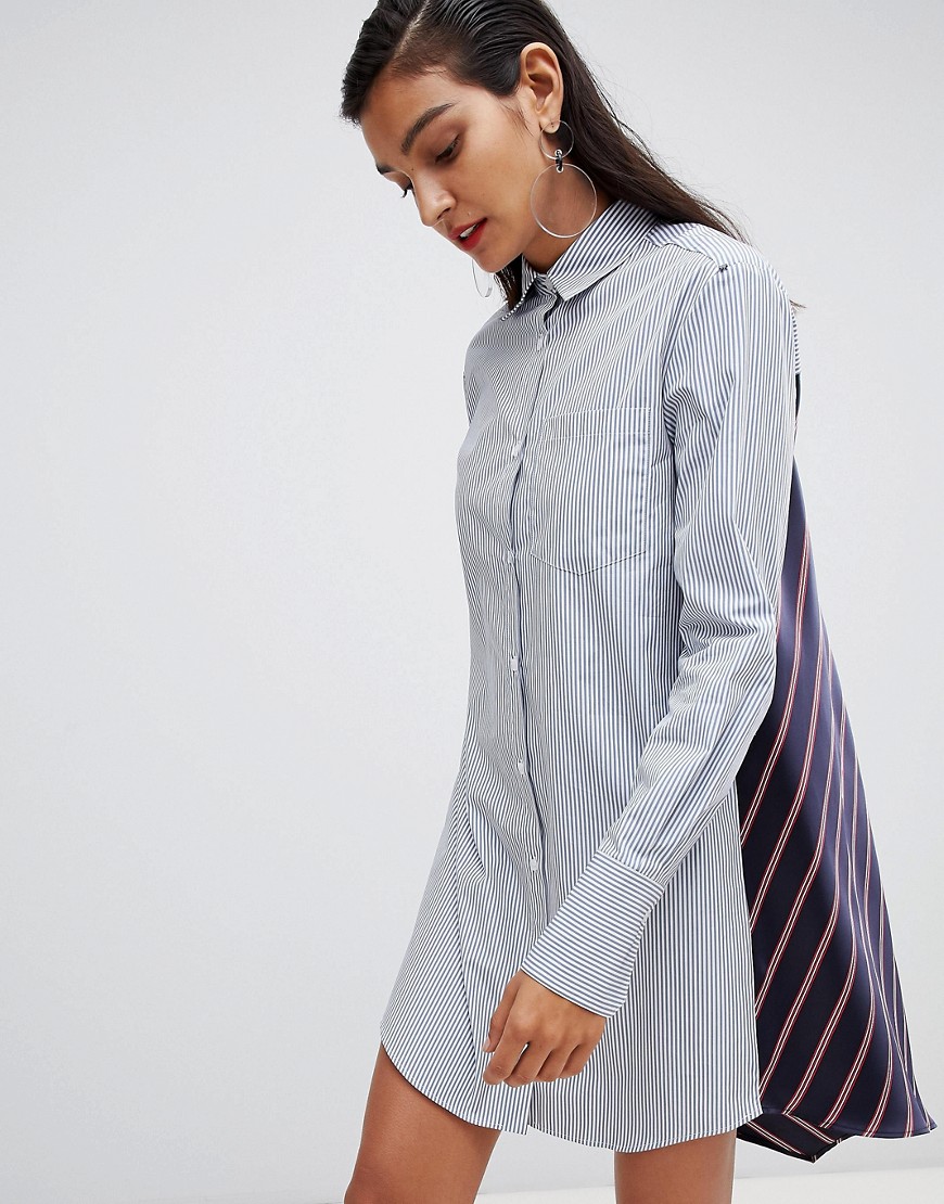 Sportmax Code Shirt Dress with Stripe Reverse - 001 blue stripe