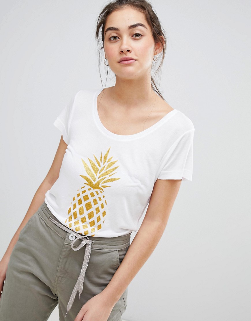 Blend She Naia Pineapple Print T-Shirt - Bright white