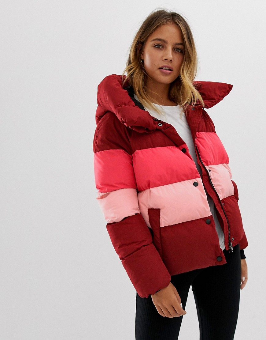 Only Mari colourblocked tube quilted jacket