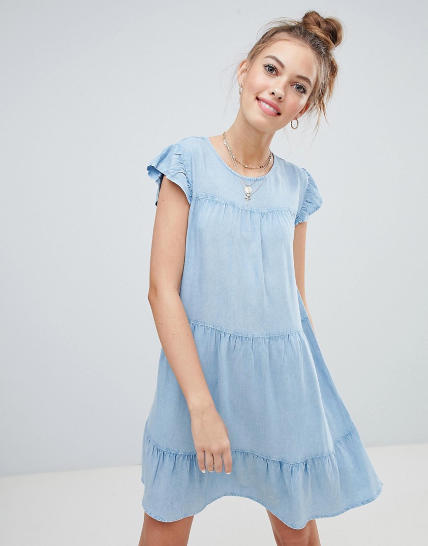 Wednesday's Girl smock dress in chambray - Blue