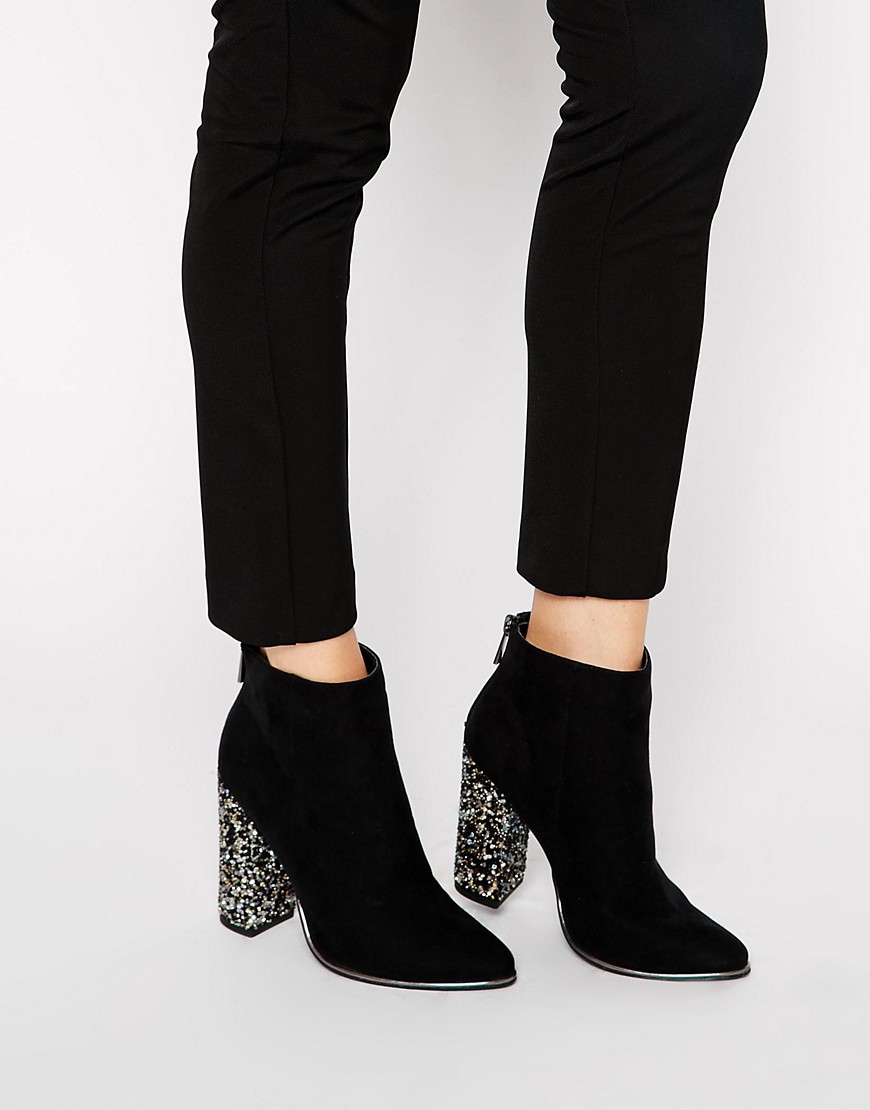 New Look | New Look Caviar Embellished Heeled Ankle Boots at ASOS