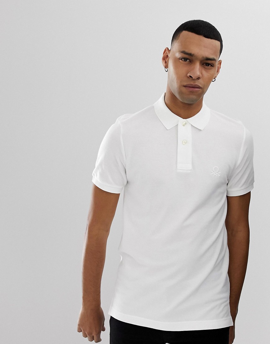 United Colors Of Benetton muscle fit polo shirt in white