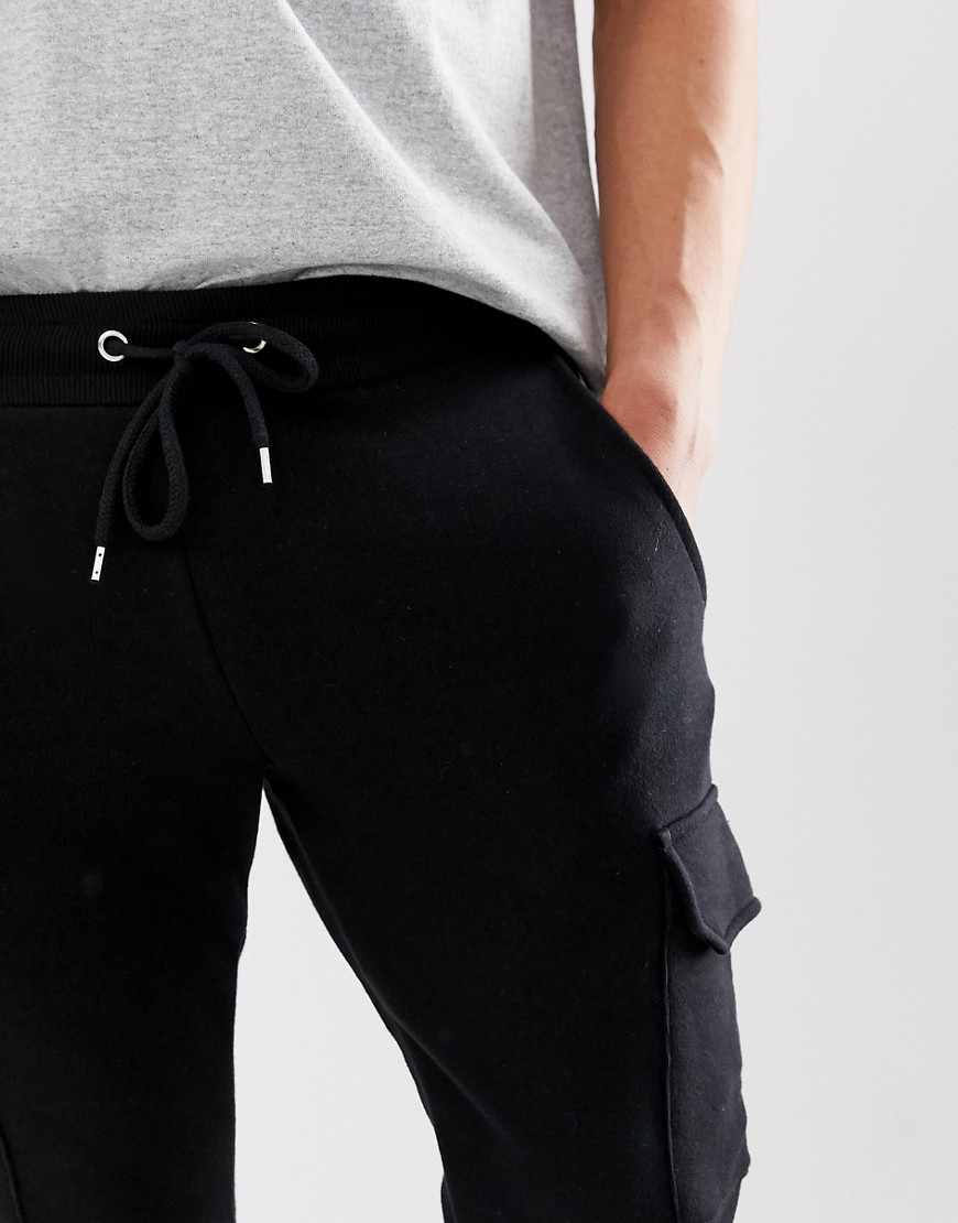 ASOS DESIGN skinny joggers with cargo pockets in black