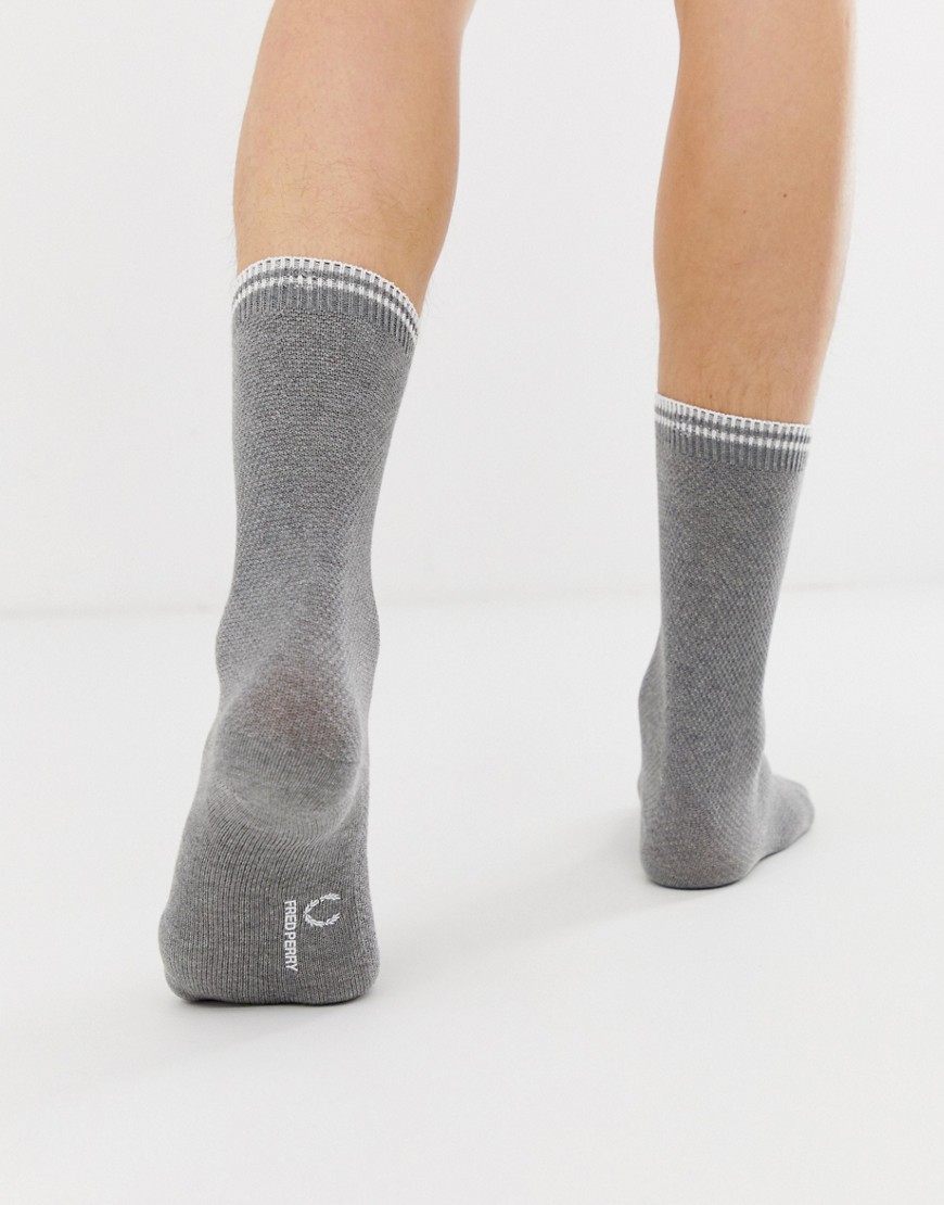 Fred Perry tipped logo socks in grey