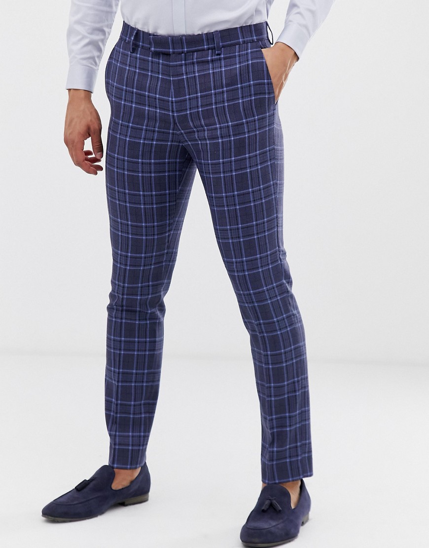 River Island suit trousers in blue check