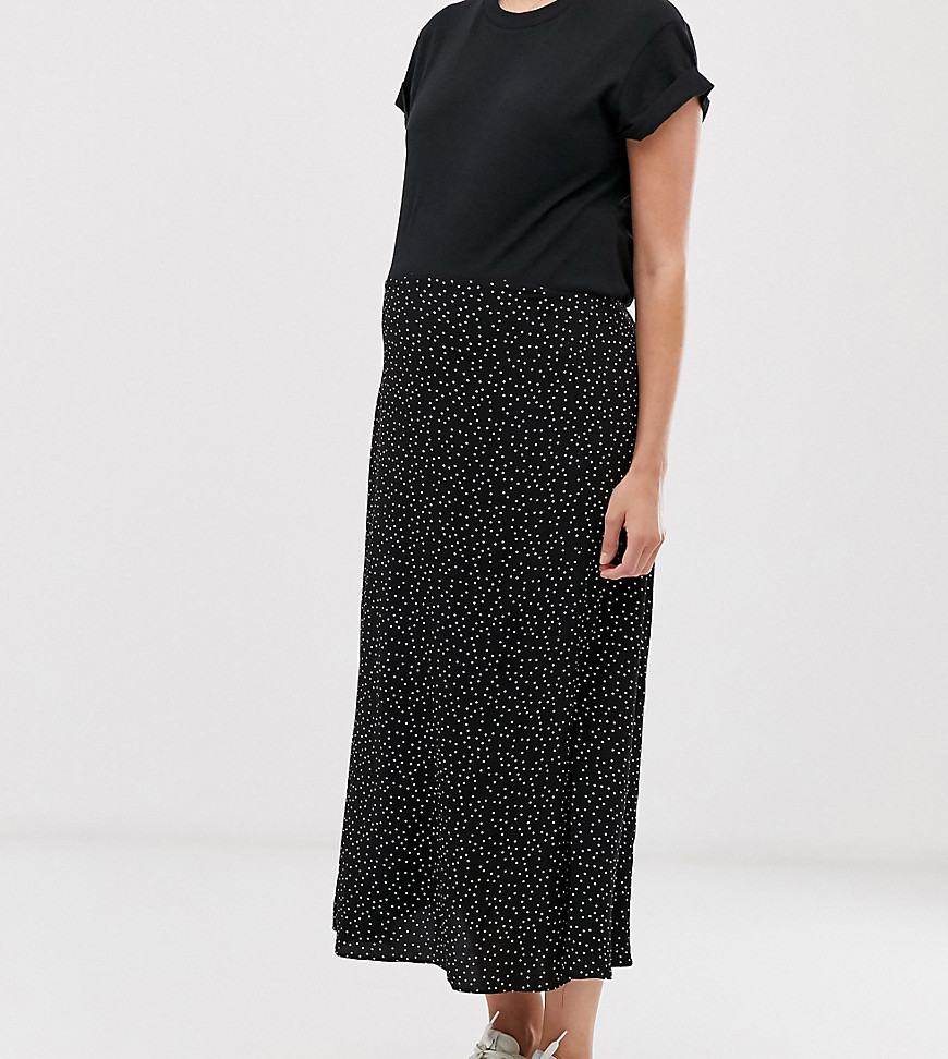 New Look Maternity polka dot side split skirt in black